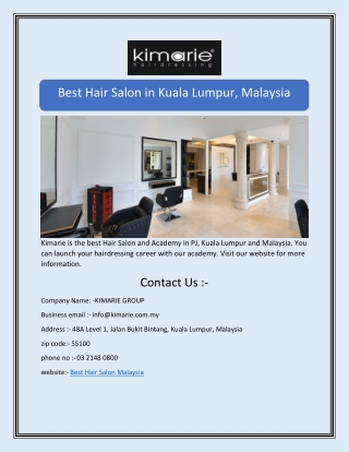 Best Hair Salon in Kuala Lumpur, Malaysia