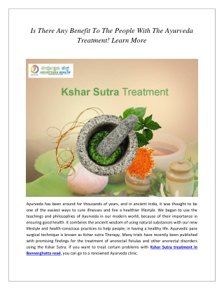 Is There Any Benefit To The People With The Ayurveda Treatment