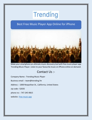 Best Free Music Player App Online for iPhone