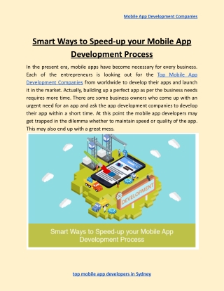 Smart Ways to Speed-up your Mobile App Development Process