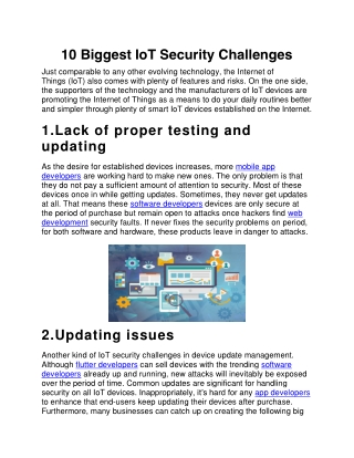 10 Biggest IoT Security Challenges