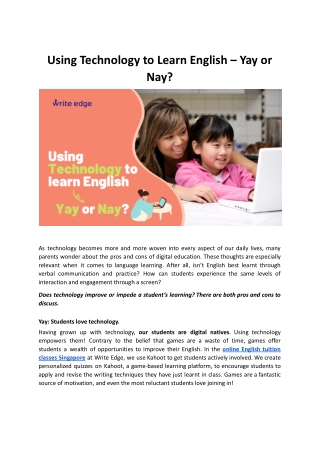 Using Technology To Learn English Yay Or Nay.docx