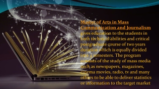Master of Arts in Mass Communication and Journalism