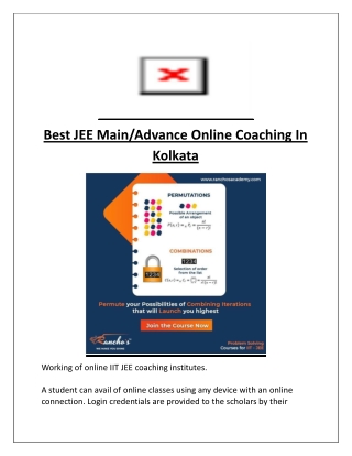 Best JEE Main-Advance Online Coaching In Kolkata