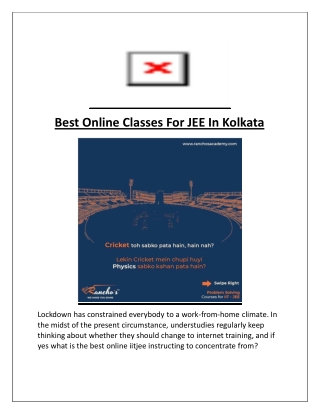 Best Online Classes For JEE In Kolkata