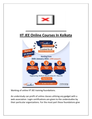 IIT JEE Online Courses In Kolkata