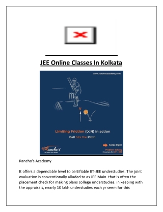 JEE Online Classes In Kolkata