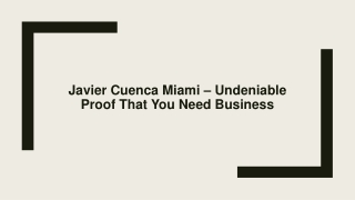 Javier Cuenca Miami – Undeniable Proof That You Need Business