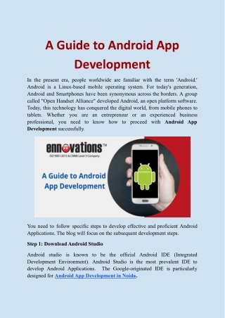 A Guide to Android App Development in Noida