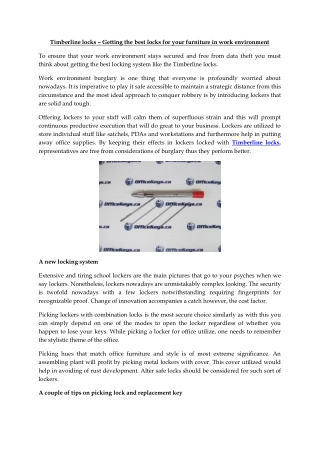 Timberline locks – Getting the best locks for your furniture in work environment