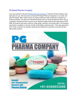 PG Based Pharma Company