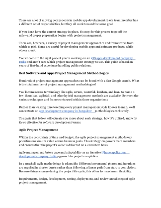 Project Management Methodologies For Mobile App Development