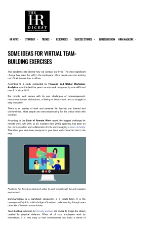 Ideas for VIRTUAL TEAM-BUILDING Exercises FOR REMOTE TEAMS