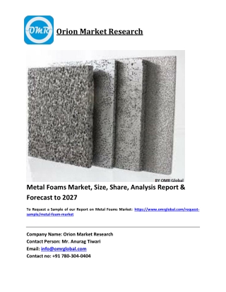 Metal Foams Market Trends, Size, Competitive Analysis and Forecast 2021-2027