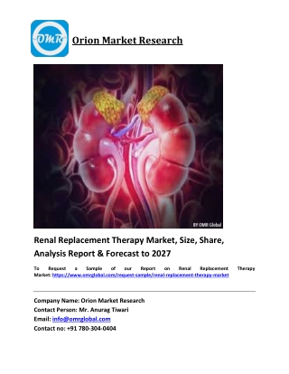 Renal Replacement Therapy Market Trends, Size, Competitive Analysis and Forecast