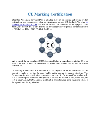CE Marking Certification in Saudi Arabia | Product Certification Body