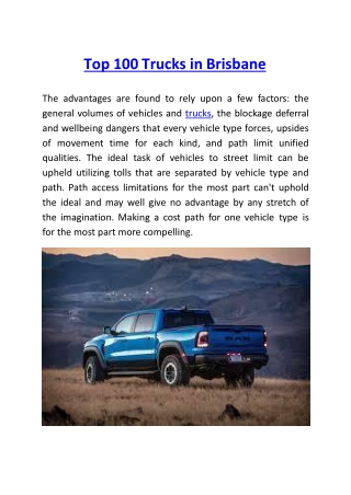 Top 100 Trucks in brisbane