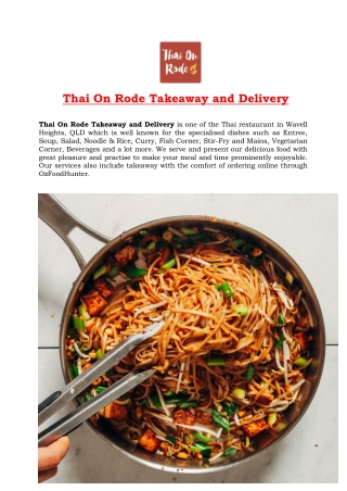 5% Off - Thai On Rode Takeaway and Delivery Menu, QLD