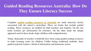 Guided Reading Resources Australia_ How Do They Ensure Literacy Success