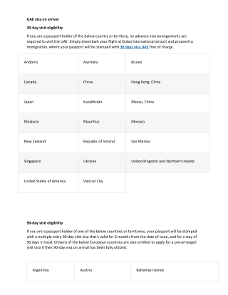 UAE visa on arrival
