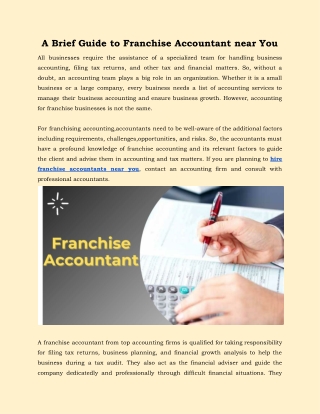 A Brief Guide to Franchise Accountant near You