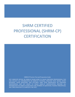 SHRM Certified Professional (SHRM-CP) Certification | Question & Answer