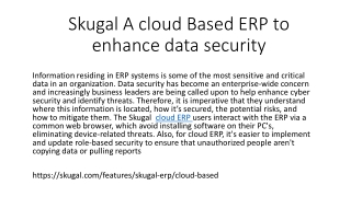 Skugal A cloud Based ERP to enhance data