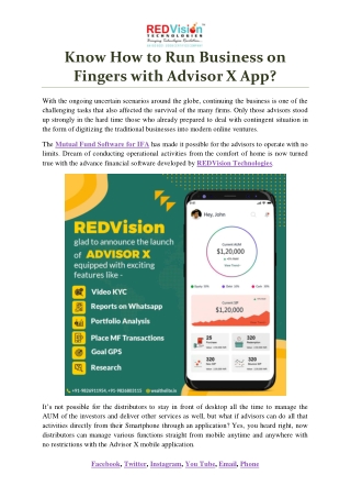 Know How to Run Business on Fingers with Advisor X App