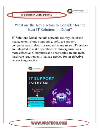 What are Key Factors to Consider for the Best IT Solutions in Dubai?