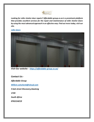 Roller Doors | Affordable-group.co.za