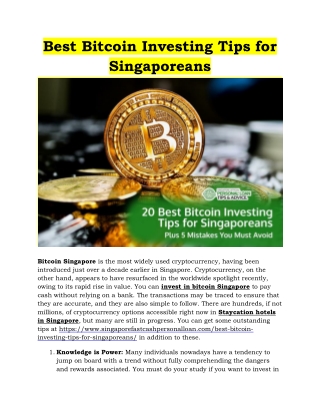 Best Bitcoin Investing Tips for Singaporeans