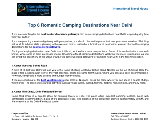 Top 6 Romantic Camping Destinations Near Delhi