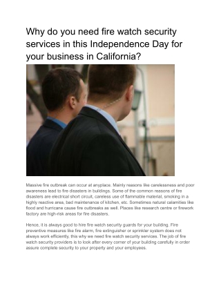 Why do you need fire watch security services in this Independence Day for your business in California (2)