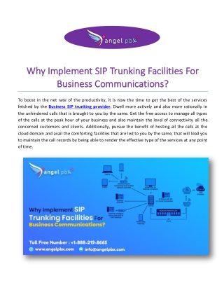 Why Implement SIP Trunking Facilities For Business Communications