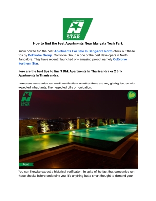 How to find the best Apartments Near Manyata Tech Park