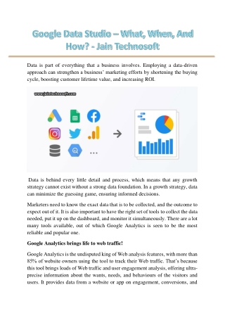 Google Data Studio – What, When, And How? - Jain Technosoft