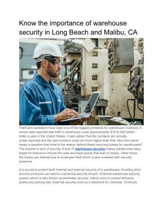 Know the importance of warehouse security in Long Beach and Malibu, CA (1)