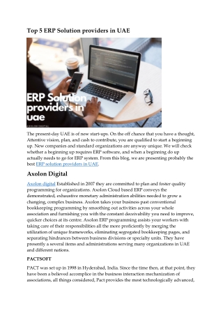 Top 5 ERP Solution providers in UAE