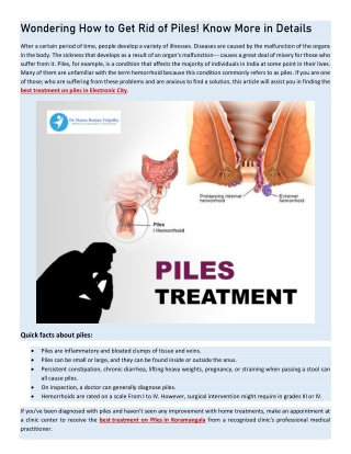 Wondering How to Get Rid of Piles! Know More in Details