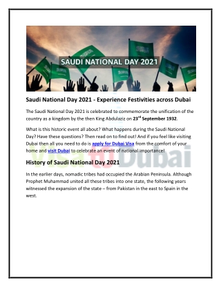 Saudi National Day 2021 - Experience festivities across Dubai
