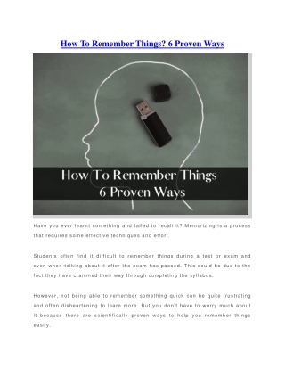 How To Remember Things