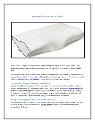 Orthopedic Memory Foam Pillow