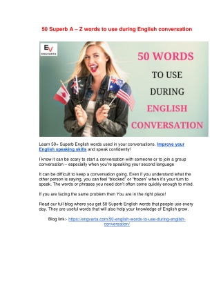 50 Superb A – Z words to use during English conversation
