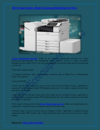 All we may know about Canon professional services