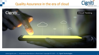 Quality Assurance in the era of cloud