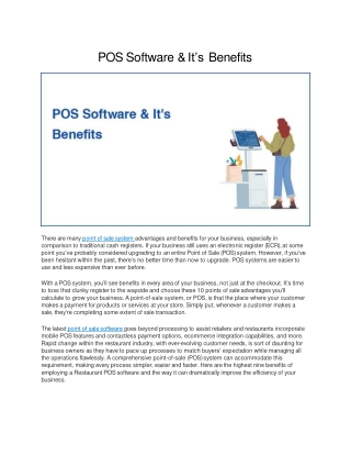 POS Software & It’s Benefits
