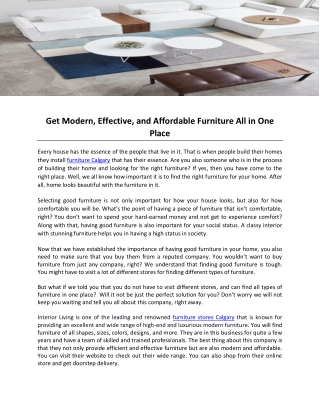 Get Modern, Effective, and Affordable Furniture All in One Place