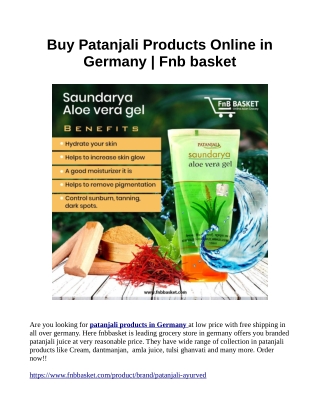 Buy Patanjali Products Online in germany | Fnb basket