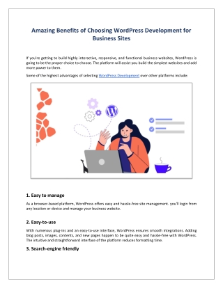 Amazing Benefits of Choosing WordPress Development for Business Sites