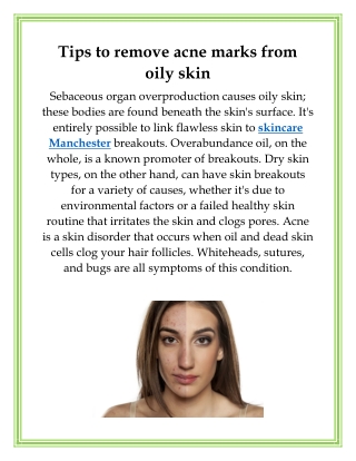 Tips to remove acne marks from oily skin